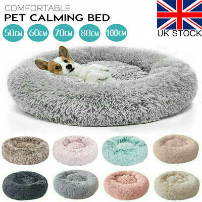 Pet Dog Cat Calming Bed Comfy Shag Warm Fluffy Bed Nest Mattress Fur Donut Pad