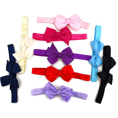 Baby Girls Super Soft Bow Headband Hairband  Elastic Wedding/Christening/Party
