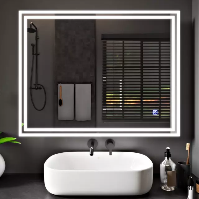 LED Illuminated Bathroom Mirror with Touch Control Sensor And Demister Pad