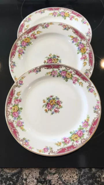 Set of 3 Vintage bread dessert Floral Plates Edwin M Knowles China