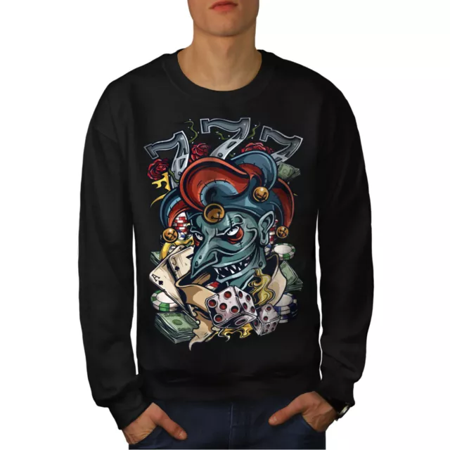 Wellcoda Clown Dice Poker Horror Mens Sweatshirt,  Casual Pullover Jumper