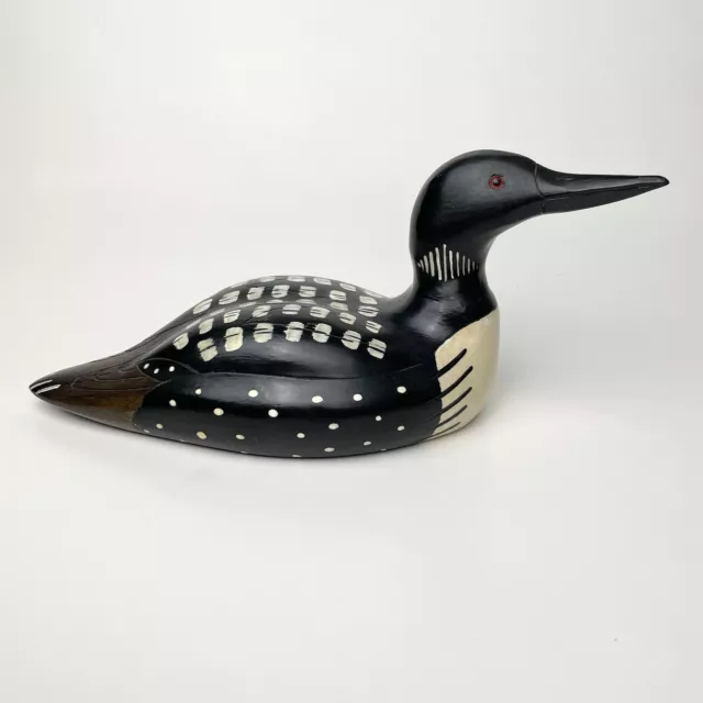 Vintage Hand Carved & Painted Common Loon Decoy 8” - Signed/Dated