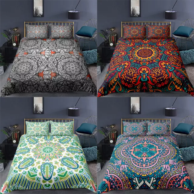 Bohemian Mandala 3PCS Bedding Set Duvet Cover Comforter Queen King Bedroom Decor