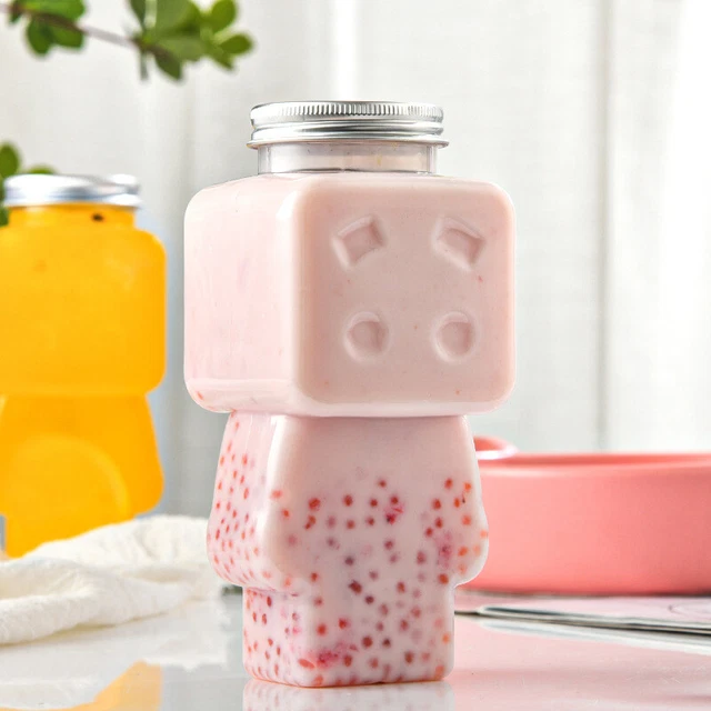 Lovely Puppet Water Bottle Creative Transparent Milk Tea Drinking Cup Portabl ql