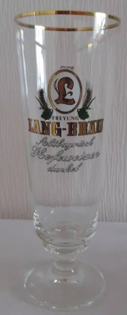 Weissbierglas Weizenglas 0,5L Lang Bräu Freyung mit Goldrand neu Brauerstutzen