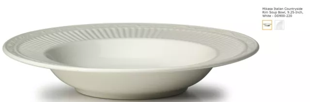 Mikasa Italian Countryside Large Rim Soup Salad Pasta Bowl Elegant White DD900