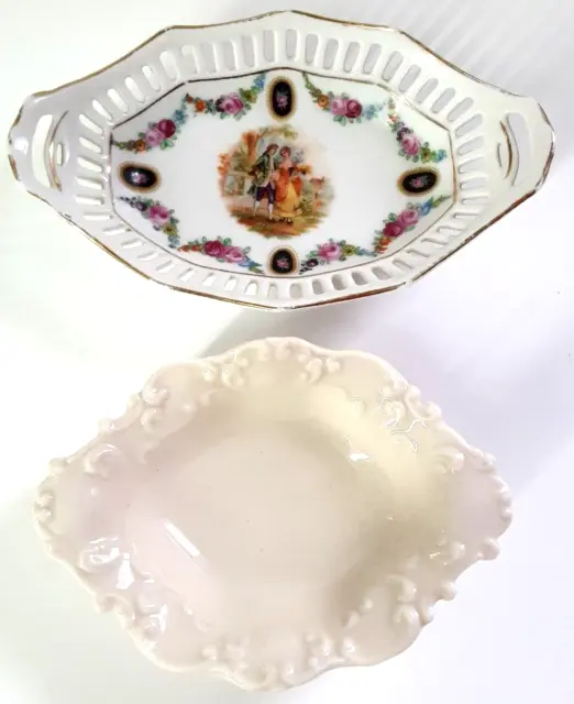 2 RARE Butter Pat Jam/Sauce Dish Dishes Germany Reticulated,  Fine China