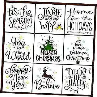  Set of 9 Christmas Stencils for Painting on Wood