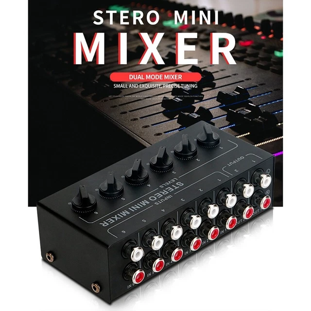 CX600 Stereo 6 Channel Passive Mixer RCA Portable Audio Mixer 6 in 2 Out St K4N9