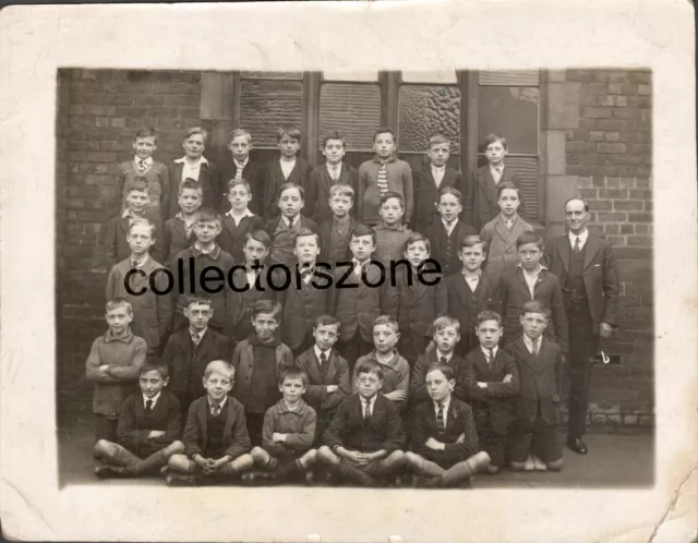 1920's Preston school Class Photo Teacher Boys  Unidentified school 7 x 5.5 inch