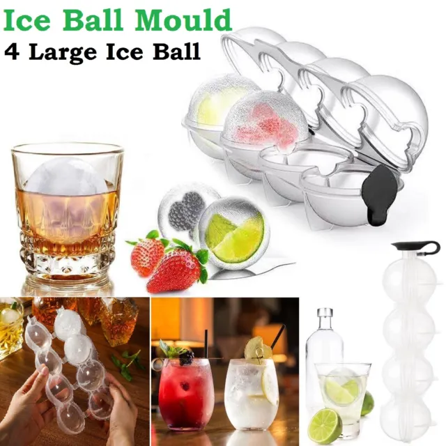 Large Ice Cube Tray Ball Maker Big Silicone Mold Sphere Whiskey Round Mould New