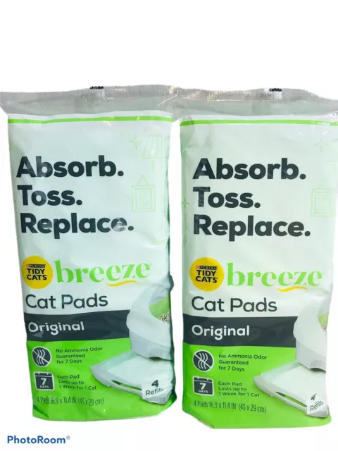 2 Purina Tidy Cats 4 CAT PADS for BREEZE LITTER SYSTEM Refill Pack ODOR CONTROL
