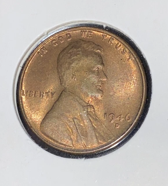 1946-D 1C RD Lincoln Wheat Cent Penny Gem BU Red Uncirculated Condition