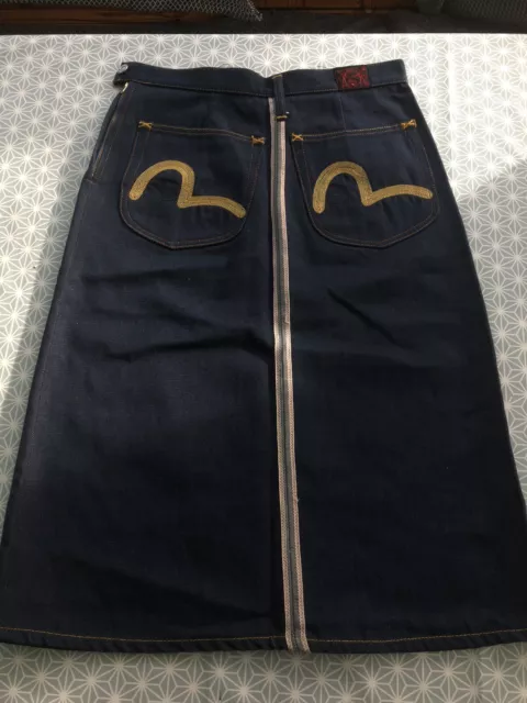 Incredible Unworn Vintage Evisu Japanese Denim Pencil Skirt Sz Medium