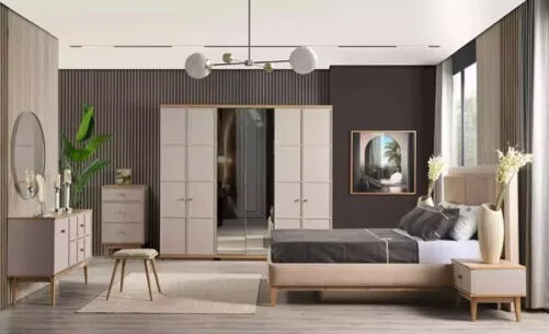 Chambre à Coucher Lit 2x Nachttische Luxe Set Complet Design Meuble 7tlg