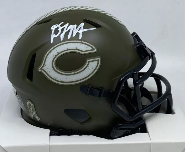 DJ Moore Signed Salute to Service Chicago Bears Speed Mini Helmet AUTO BAS Holo