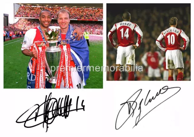 Arsenal Fc Dennis Bergkamp & Thierry Henry Signed Reprint Exclusive A4 Print