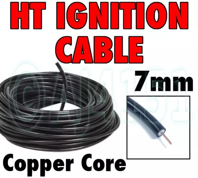 HT Ignition Lead (Spark Plug) Cable Copper Core Twin Insulated Black PVC Coated