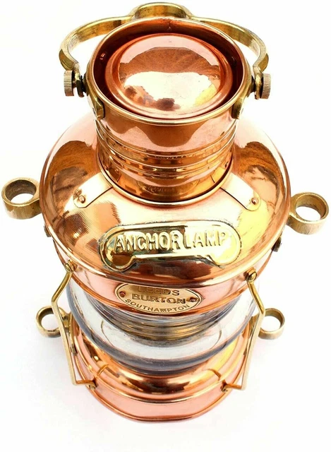 14 " Messing & Kupfer Anker Öl Lampe Boot Licht Maritim Nautik Schiff Laterne 7