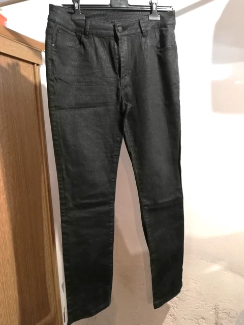 Pantalon Habillé Femme Noir Brillant Chiné - Taille 4 (42/44), Matière Polyester/viscose, Neuf Sans étiquettes