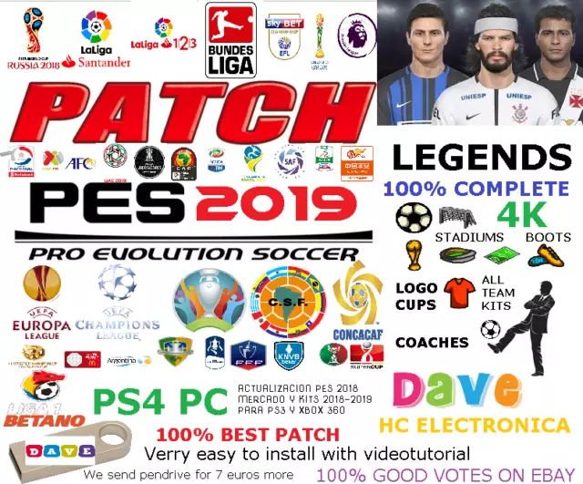 Option File Patch Pes 2019 Pendrive Parche Original Ps4 Ps3 Xbox Pc 4K Completo