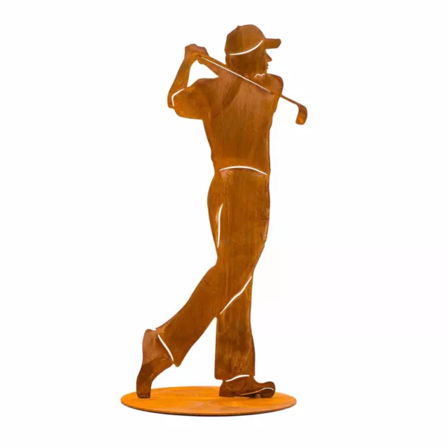 Golfspieler Golf Golfsport Metallfigur Golferin Edelrost Dekofigur Golfer