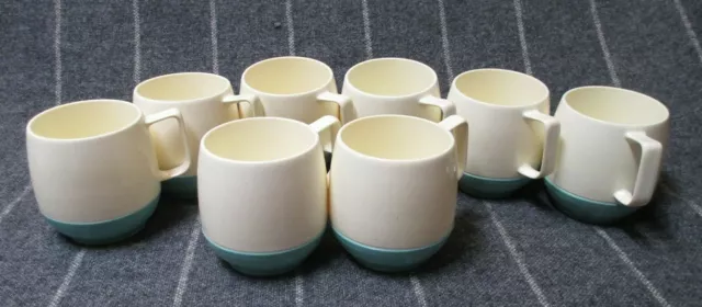 Vintage VACRON WARE Bopp Decker Plastics Set Of 8 Coffee Mugs & Juice Cups Teal