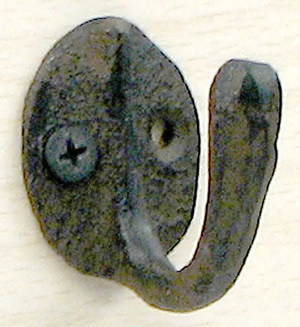 Small Old Style Cast Iron Robe / Coat Hook Set of 6 Rustic Brown