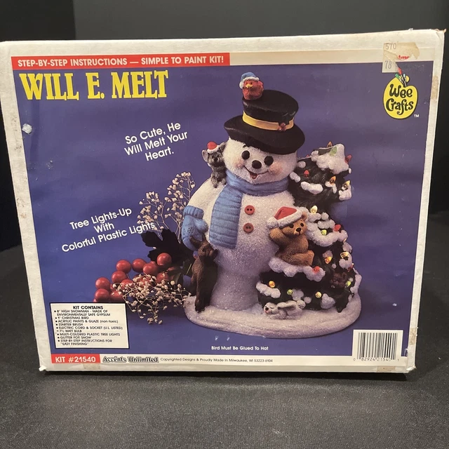 De colección - Wee Crafts - Will E. Melt - Kit de muñeco de nieve listo para pintar - En caja original sellado