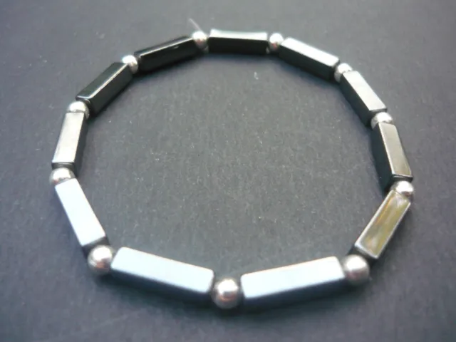 Bracelet de perles Hématite rectangulaires, Sur mesure pour Homme ou Femme
