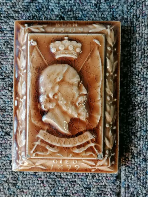 Antique Tennyson 1804 - 1899 Glazed Tile E & C Braby Tile Merchants Lambeth