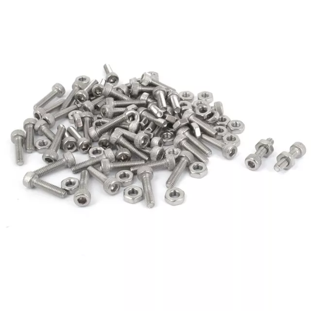 M2.5 x 10 mm moleté Tête hexagonale Socket Cap Vis Boulons Écrous Lot de 50 pcs