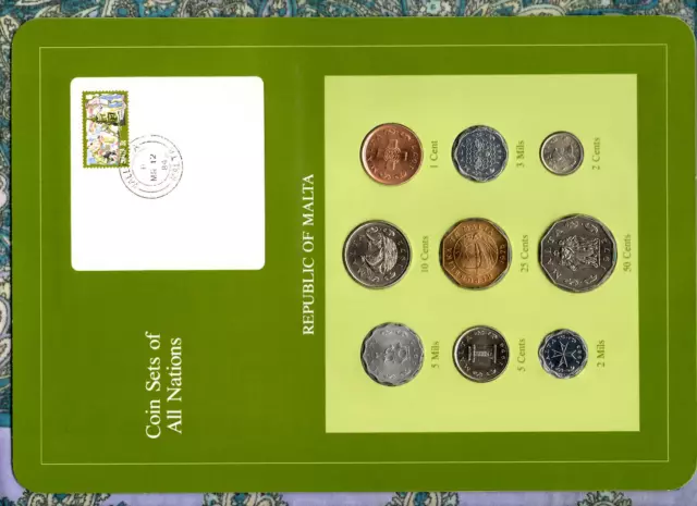 Coin Sets of All Nations Malta 1972-1982 2 & 3 Mils 1982 UNC 2 cent 1982