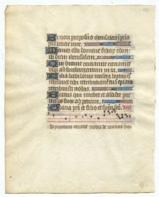 15th Century Medieval Illuminated Manuscript Leaf from a Book of Hours 15th Century Medieval Illuminated Manuscript Leaf from a Book of Hours