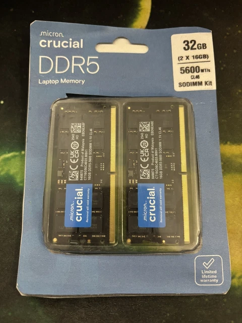 CRUCIAL 32GB (2 x 16GB) RAM (DDR5-4800) CL40 Desktop Memory