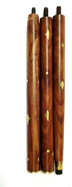 Bastón de madera de latón Vintage de 3 pliegues solo para mango de bastón...