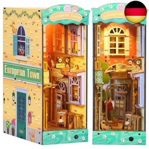 Book Nook DIY Kit: Puppenhäuser Holz Miniatur Haus Kit und LED Licht,3D