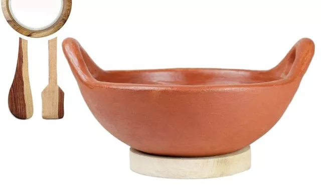 Terracota Arcilla Cerámica Barro Olla / de Handi para Cocina Y Servir Rojo 1L