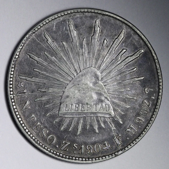 1904 ZS FM Mexico Peso Sweet Die Cracks! Silver Coin CHOICE XF E795