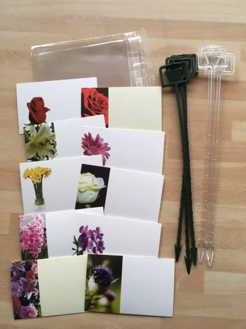 25 Plain Florist Cards Plastic Sleeves  & Card Holders Remembrance Funeral Grave