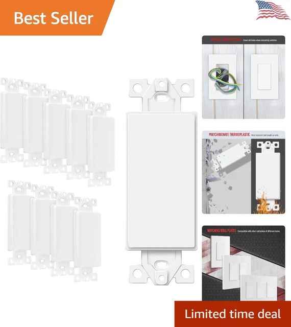 10 Piece Unbreakable Easy Install Blank Adapter Insert for Decorator Wall Plates