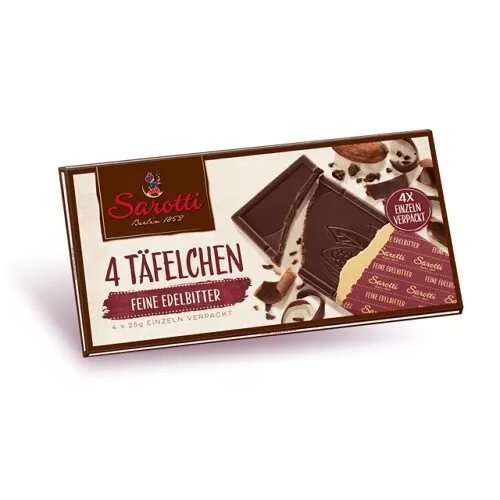 Sarotti 4 Tavolette Fine Edelbitter Extra Abgepackte Mini 100g