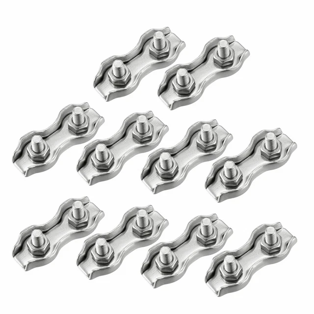 10pc duplex acier inox 316 Clip serre-câble à câble complet pour 2mm corde