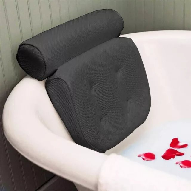 Luxury Grey Bath Spa Pillow Cushioned Relaxing Bathtub Cushion 4 Suction Cups