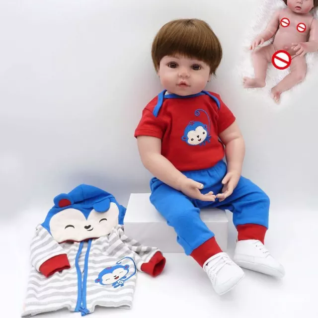 Reborn Toddler Boy Soft Silicone Bebe Doll Toy For Girls Birthday Bedtime Gift