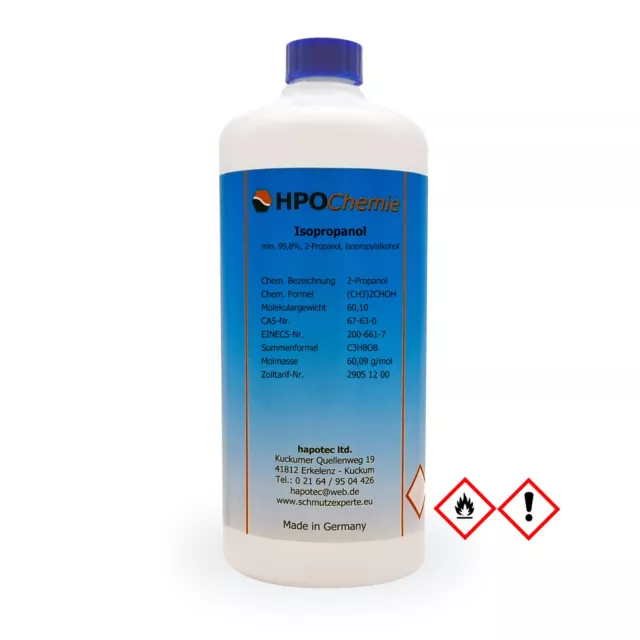 1/3/6 x 1000ml Isopropanol min. 99,8% 2-Propanol Isopropylalkohol IPA Reiniger