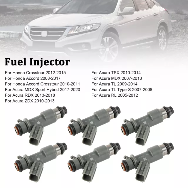 6PCS Fuel Injector 16450-R70-A01 Fit Accord Crosstour MDX 3.0L 3.5L 3.7L V6 UK