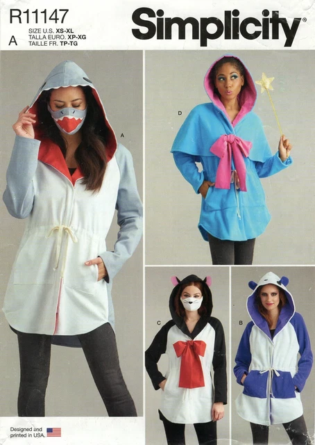 Simplicity R11147 Anorak Jacket COSTUME Shark, Panda, Fairy, Cat Sz 6-24 S9354
