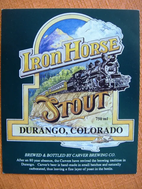 CARVER BREWING  beer label - DURANGO COLORADO  with train