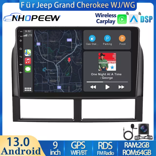 64GB Android 13 Wireless Carplay Autoradio GPS DSP Für Jeep Grand Cherokee WJ/WG